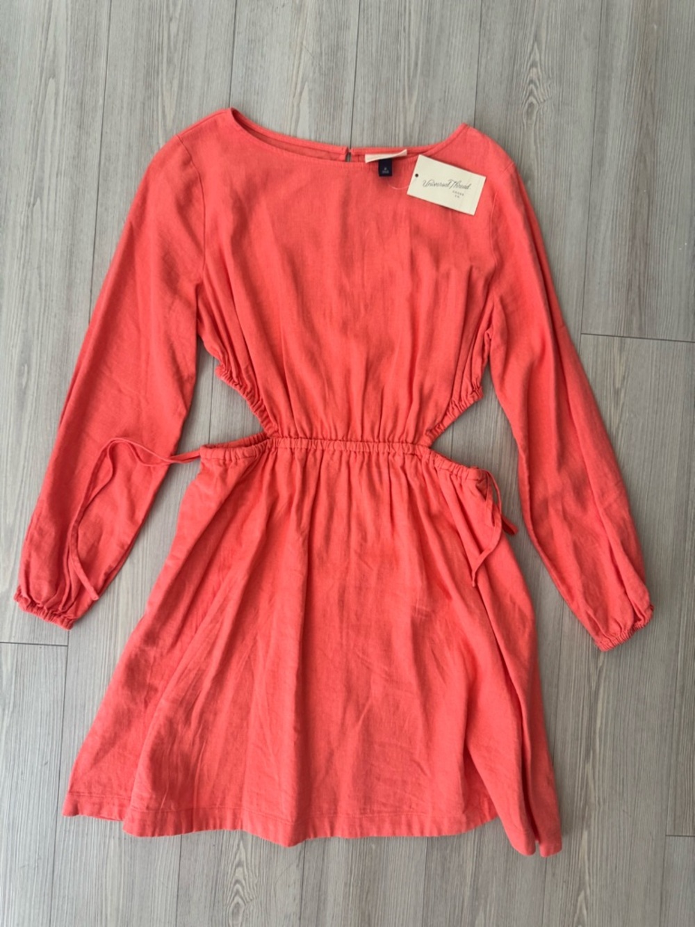 Ladies Coral Cutout Waist Dress
